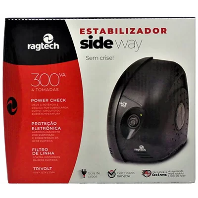 ESTABILIZADOR SIDE WAY 300VA TRIVOLT PRETO 5303