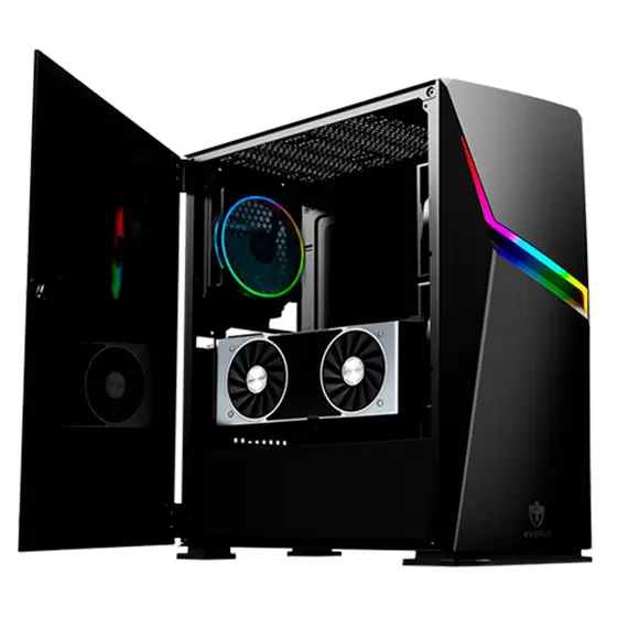 Gabinete Gamer Evolut ASHE EG811, Lateral em Vidro, Cooler RGB, ATX/M-ATX/ITX