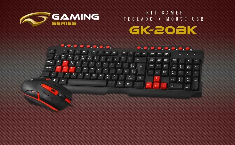 Kit Teclado E Mouse Gaming GK20 Preto C3 Tech