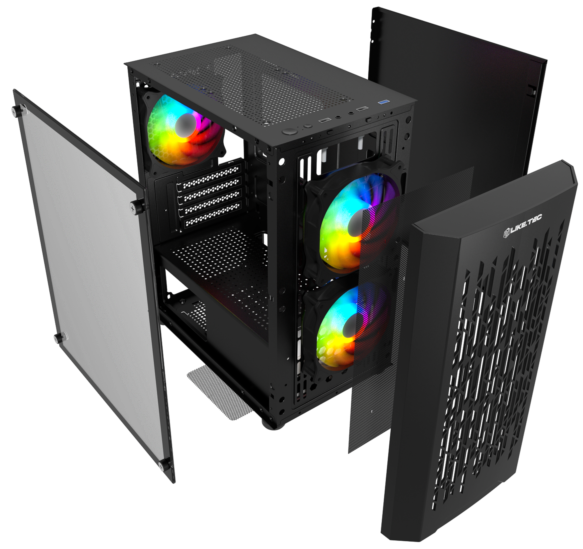 GABINETE LIKETEC GAMER DARK REVOLUTION RGB (3X FAN RGB / LATERAL VIDRO / M-ATX / MESH / PSUCOVER)