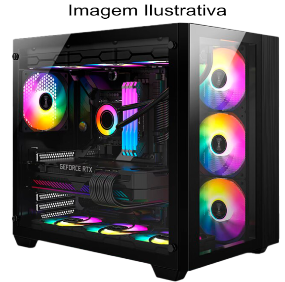 GABINETE LIKETEC GAMER ZEUS V2 BLACK (SEM FAN / CUBO DESIGN / ATX / FRONTAL VIDRO)