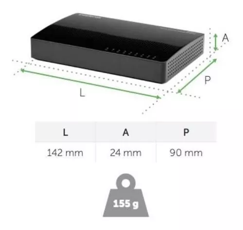 SWITCH 8 PORTAS GIGABIT INTELBRAS SG 800Q+ 4760079 10/100/1000