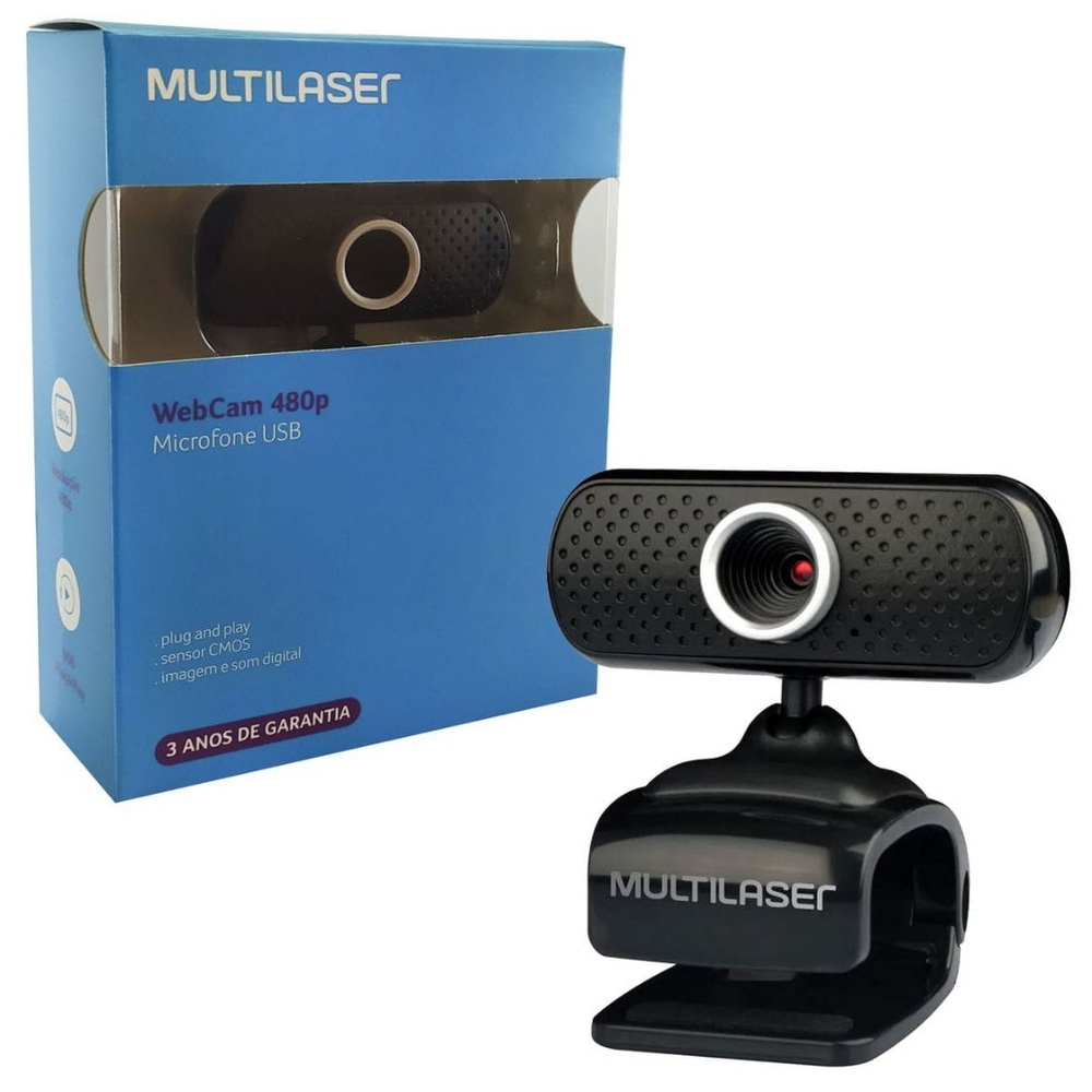 WEBCAM PLUG E PLAY 480P MIC USB PRETO WC051 - MULTILASER