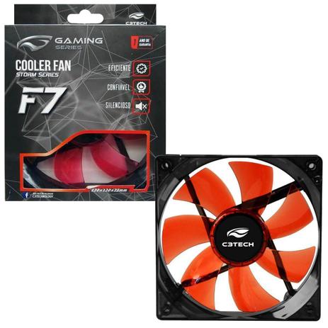 FAN COOLER PARA GABINETE F7-L50RD STORN 8CM LED VERMELHO C3-TECH