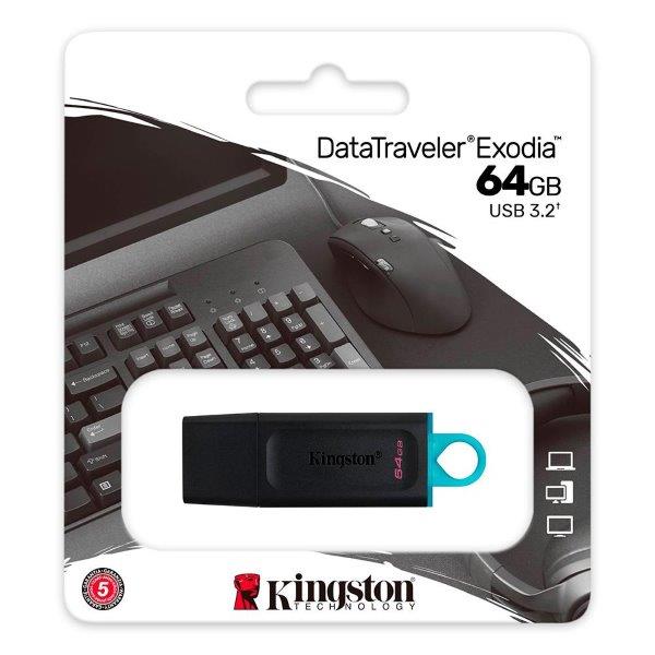 PEN DRIVE KINGSTON DATATRAVELER EXODIA 64GB USB3.2 - DTX/64GB